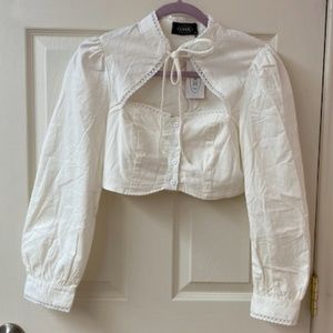 NWT Cider white corduroy long-sleeved crop top